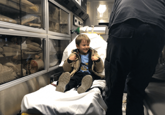 Kids treatment in ambulance